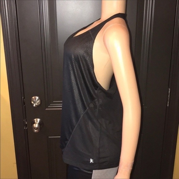 Danskin Now Tank Top Racer Back black loose fit elastic strap vented size L - Picture 7 of 12